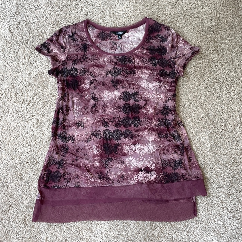 Simply Vera Vera Wang woman's Lightweight Tunic Top with Chiffon Trim - Size M